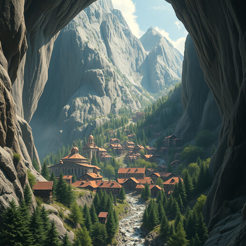 Weywall: A Thriving Mountain Megalopolis in Stalenhag Style