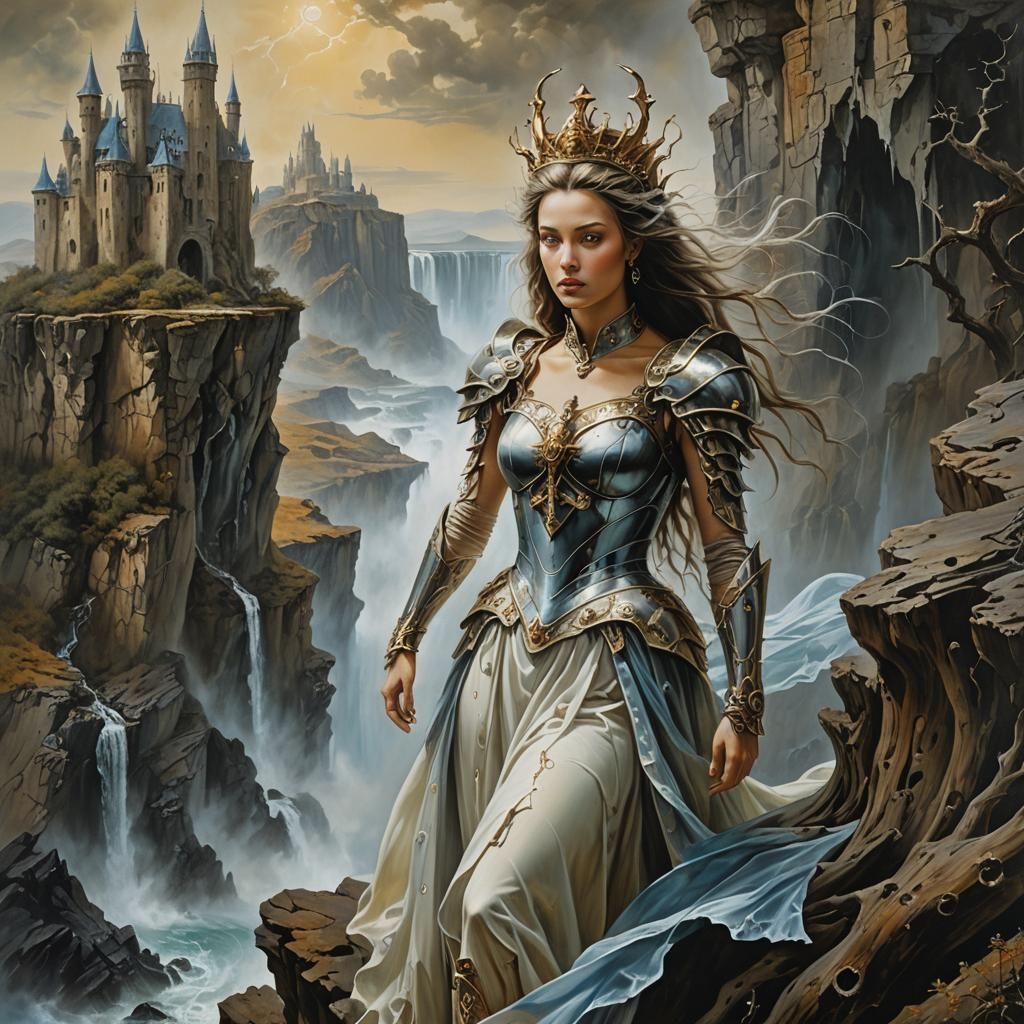 Ghostly Princess Portrait in Surreal Oil Painting Style