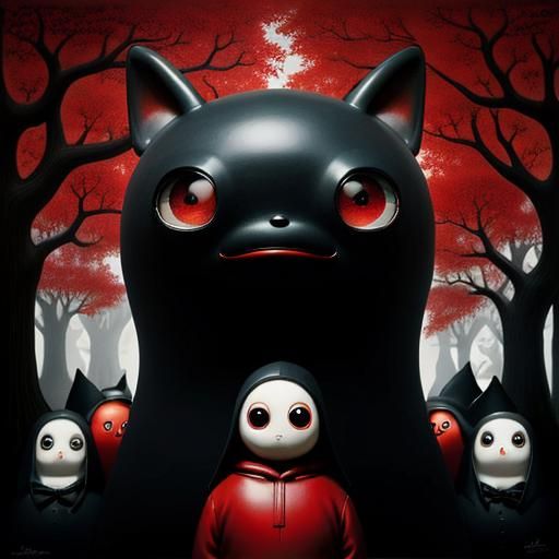 Surreal Faces with Giant Eyes in Maximalist Style