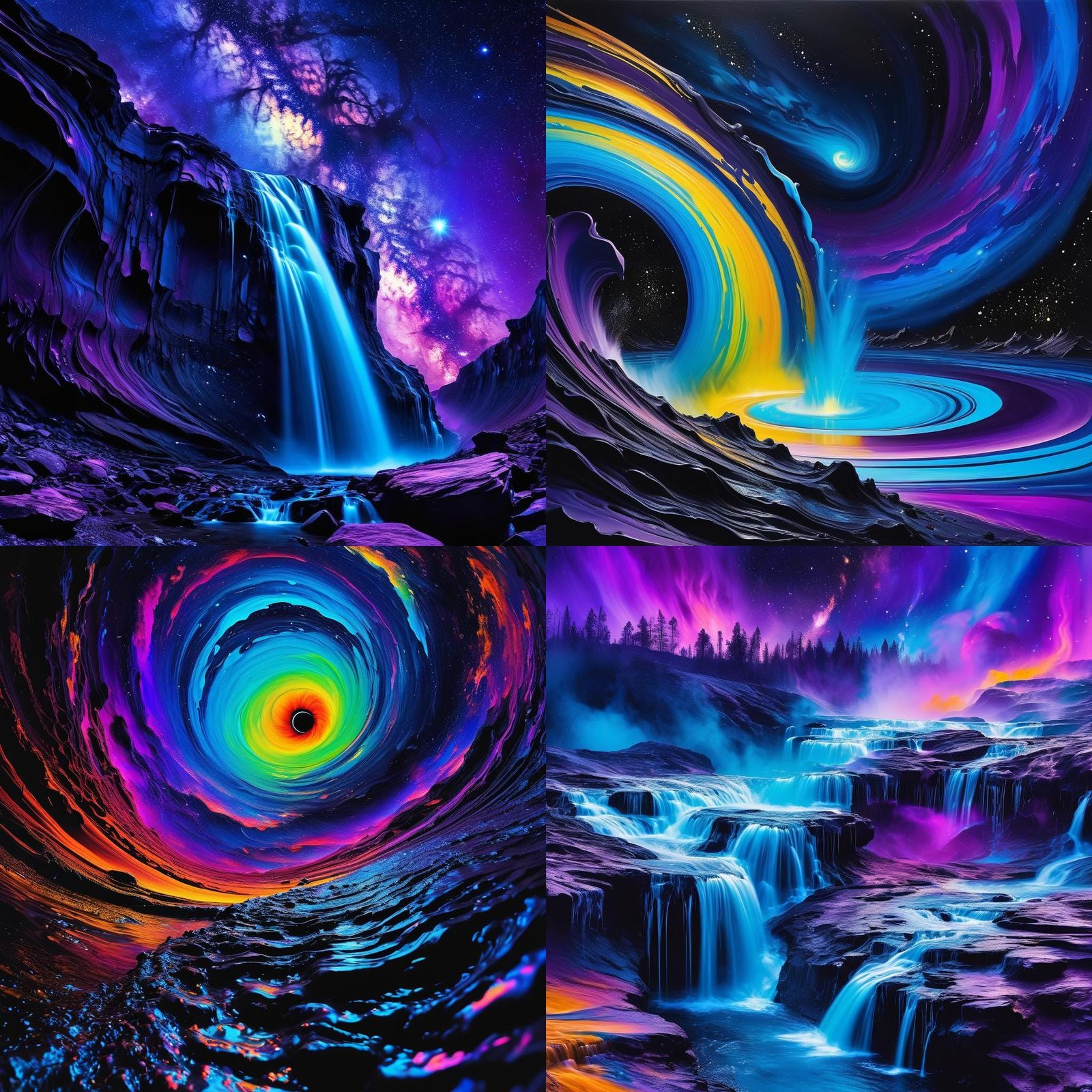 Trippy Abstract River of Paint Flowing into Space