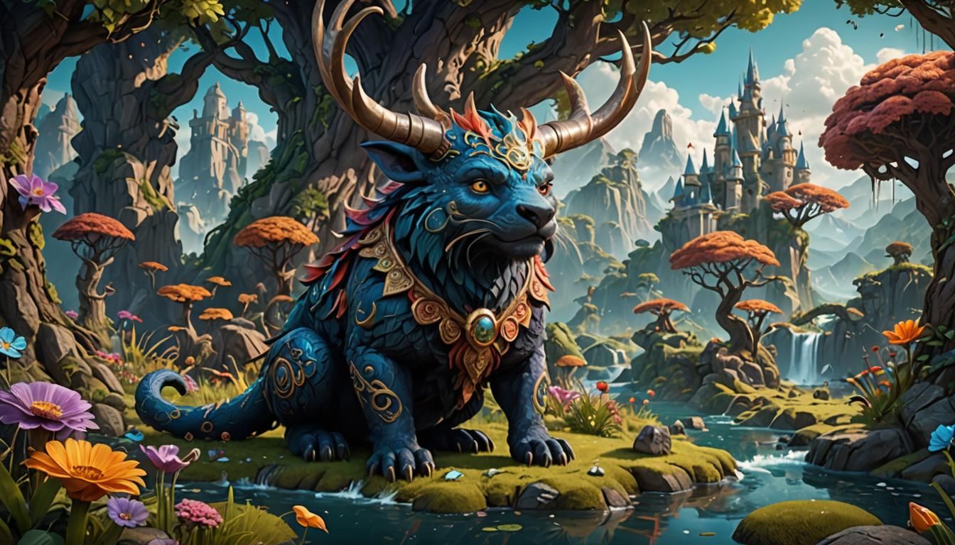 Cute Mythological Animal in Detailed Matte Painting