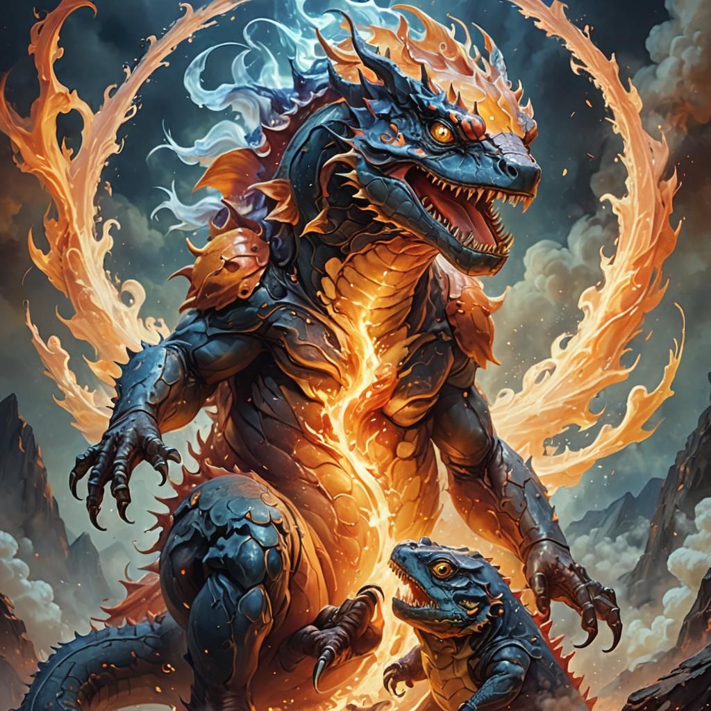 Ethereal Fire Sprites Ascending: Fantasy Concept Art