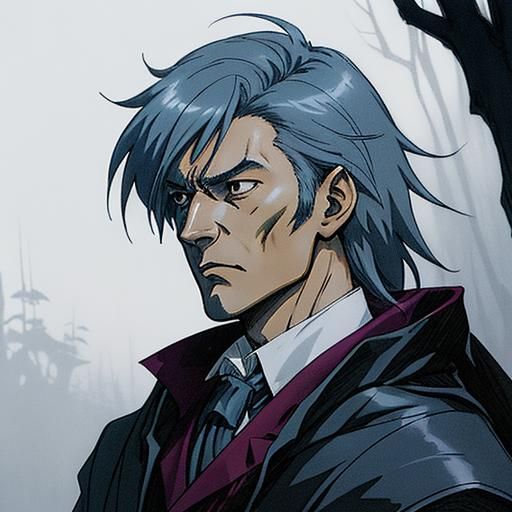 Sorrowful Vampire: Dracula in Dark Fantasy Anime Style