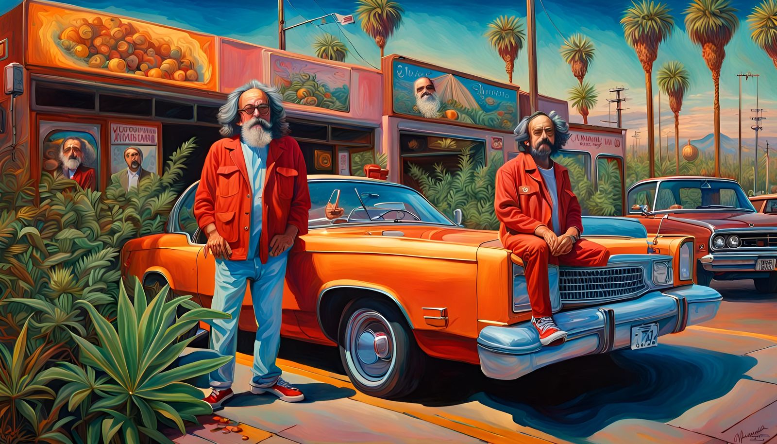 Cheech And Chong in Maximalist Precisionism Style