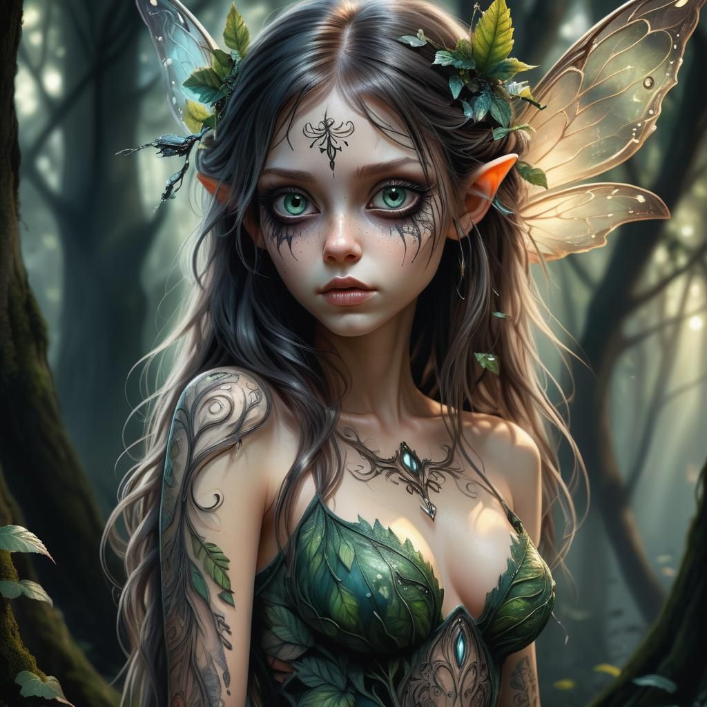 Mystical Fairy in Shadows: Detailed Digital Painting