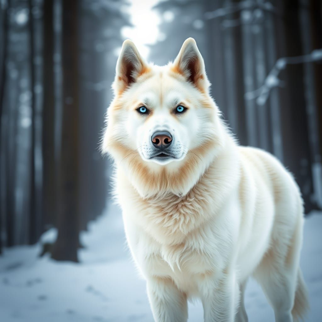 Serene Siberian Husky in Snowy Forest