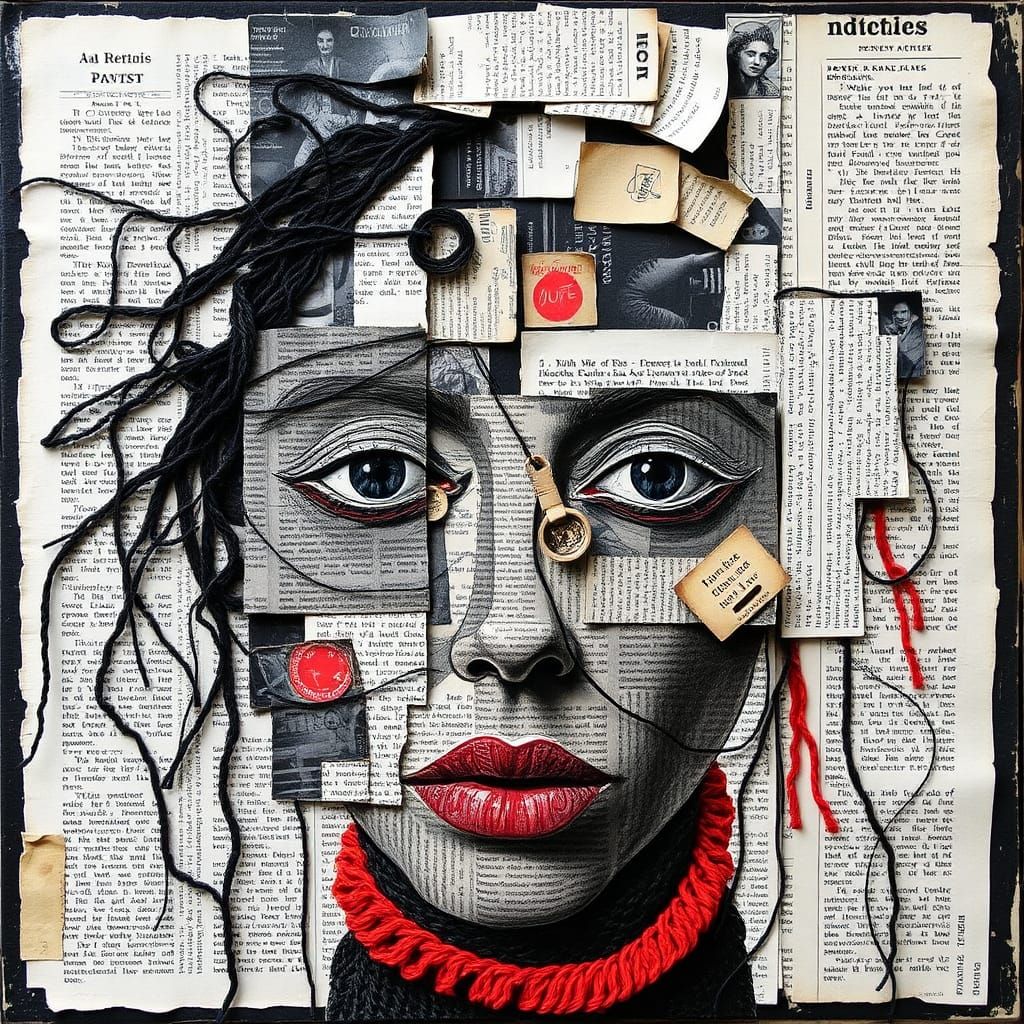 Layered Pop Art Portrait in Mixed Media