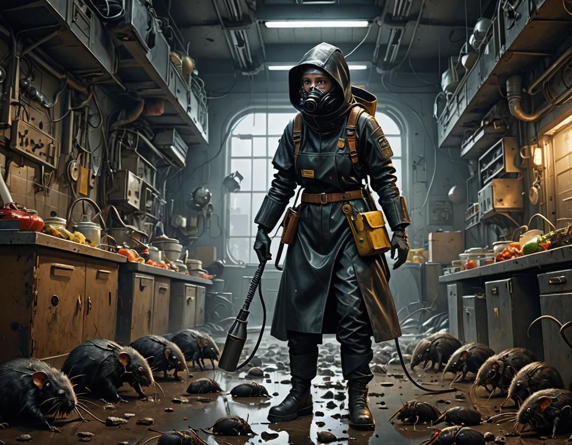 Woman Sprays Pesticides on Alien Planet in Digital Art