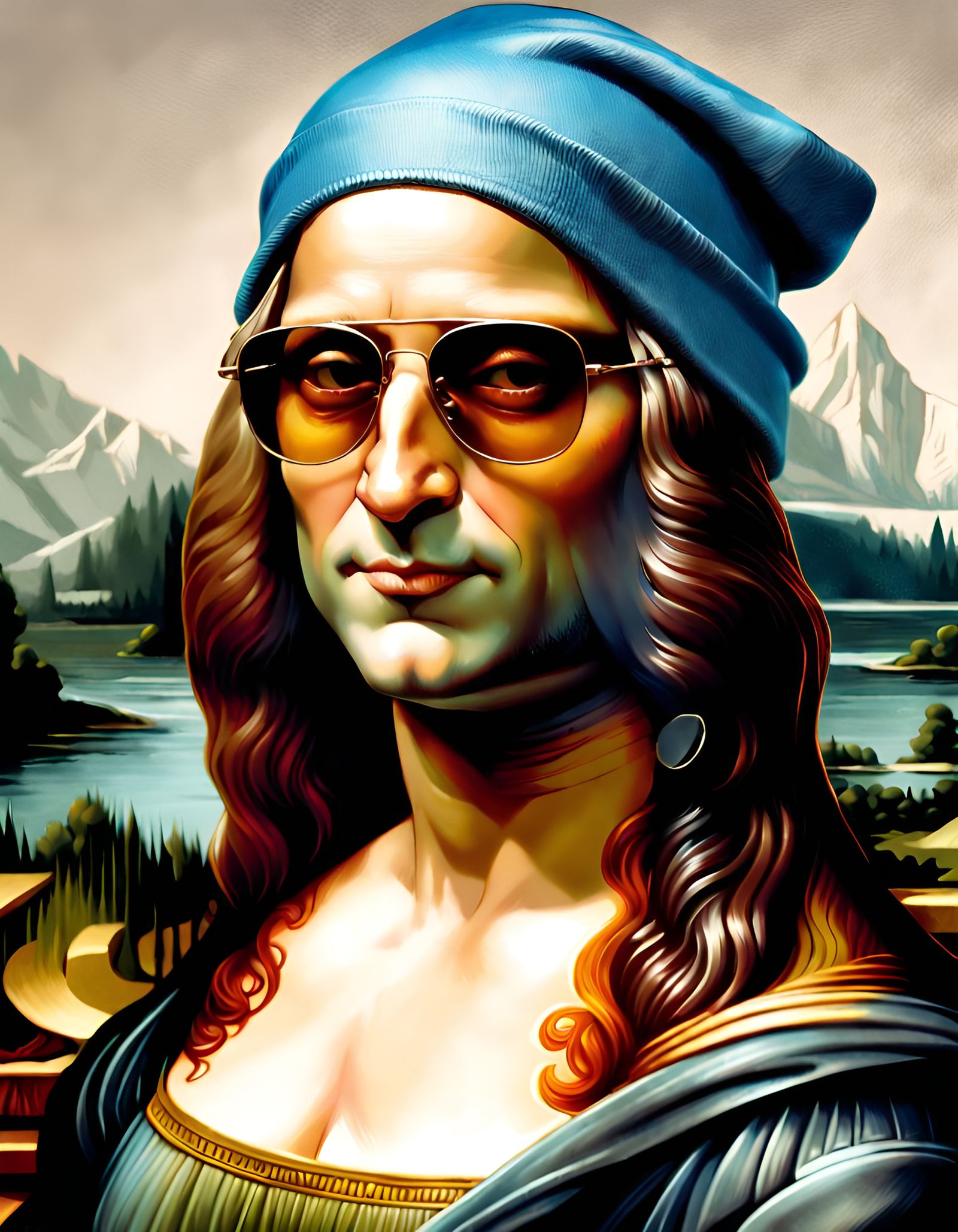 Hyperrealistic Muscular Mona Lisa Portrait