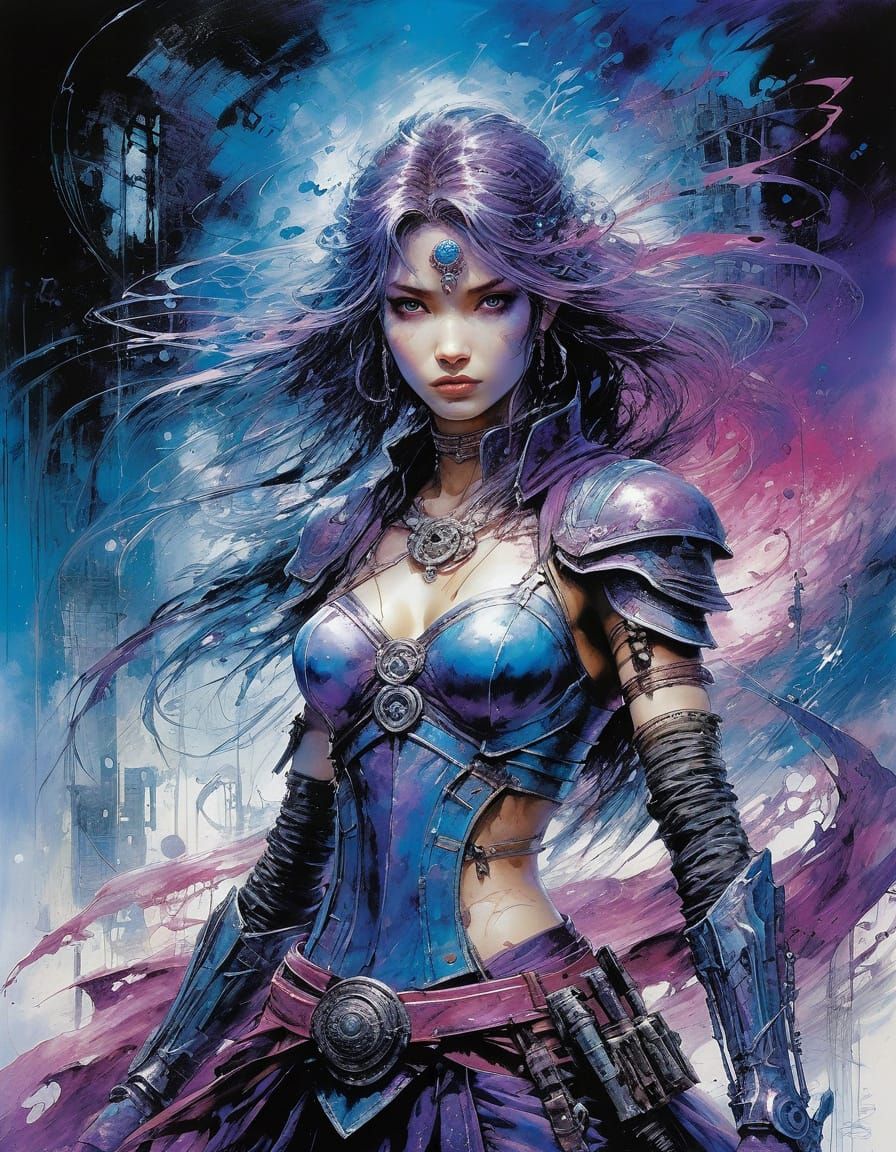 Vibrant Abstract Art with Complementary Colors and Fine Deta...