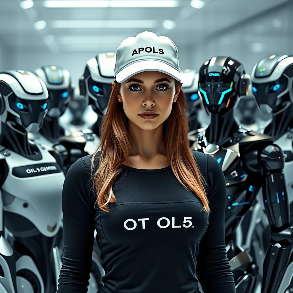 Futuristic Robots and AI Tools Man: High-Tech Scene