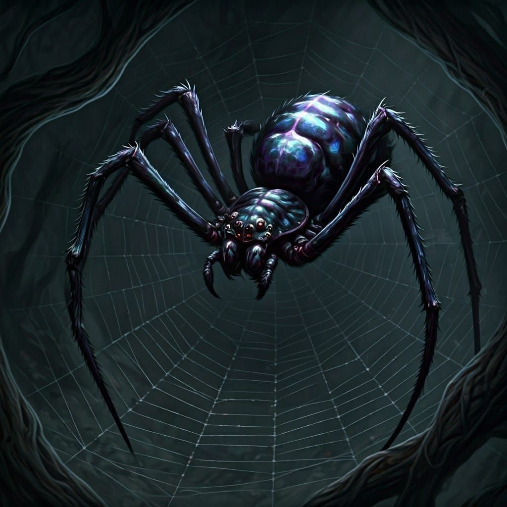 Ethereal Spider Weaving a Glowing Web