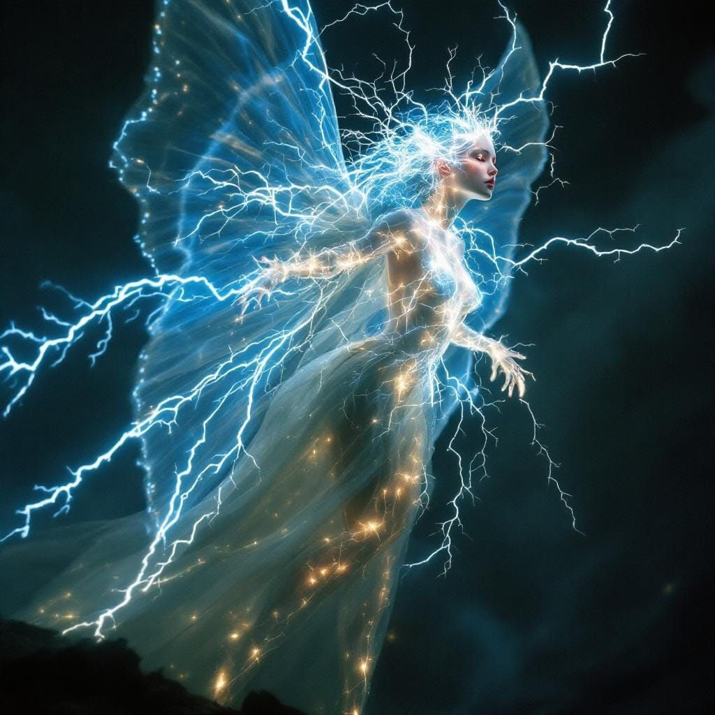 Luminous Lightning Fairy in Cinematic Style