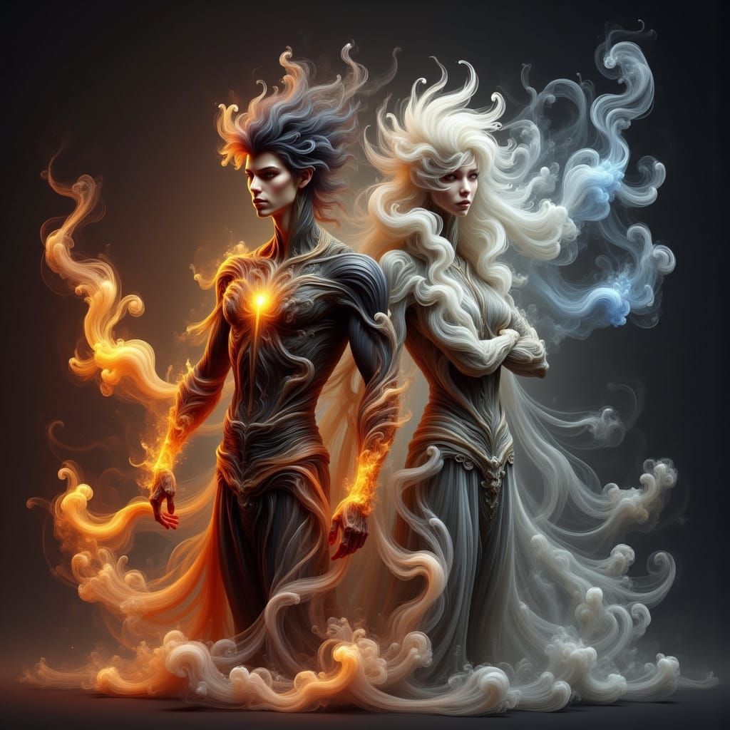 Ifrit and Sylph Adventurer Boys with Elemental Powers