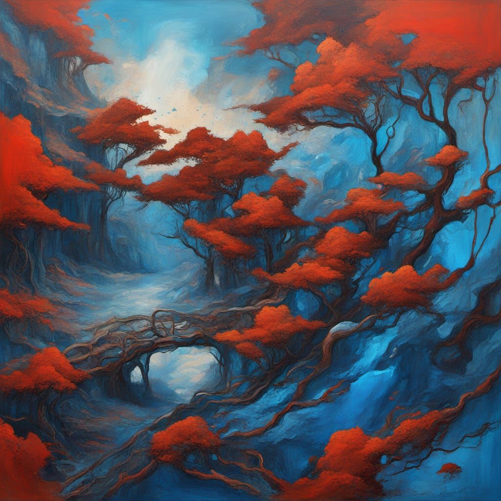 Radical Abstract Surrealism Painting in Cyberpunk Style