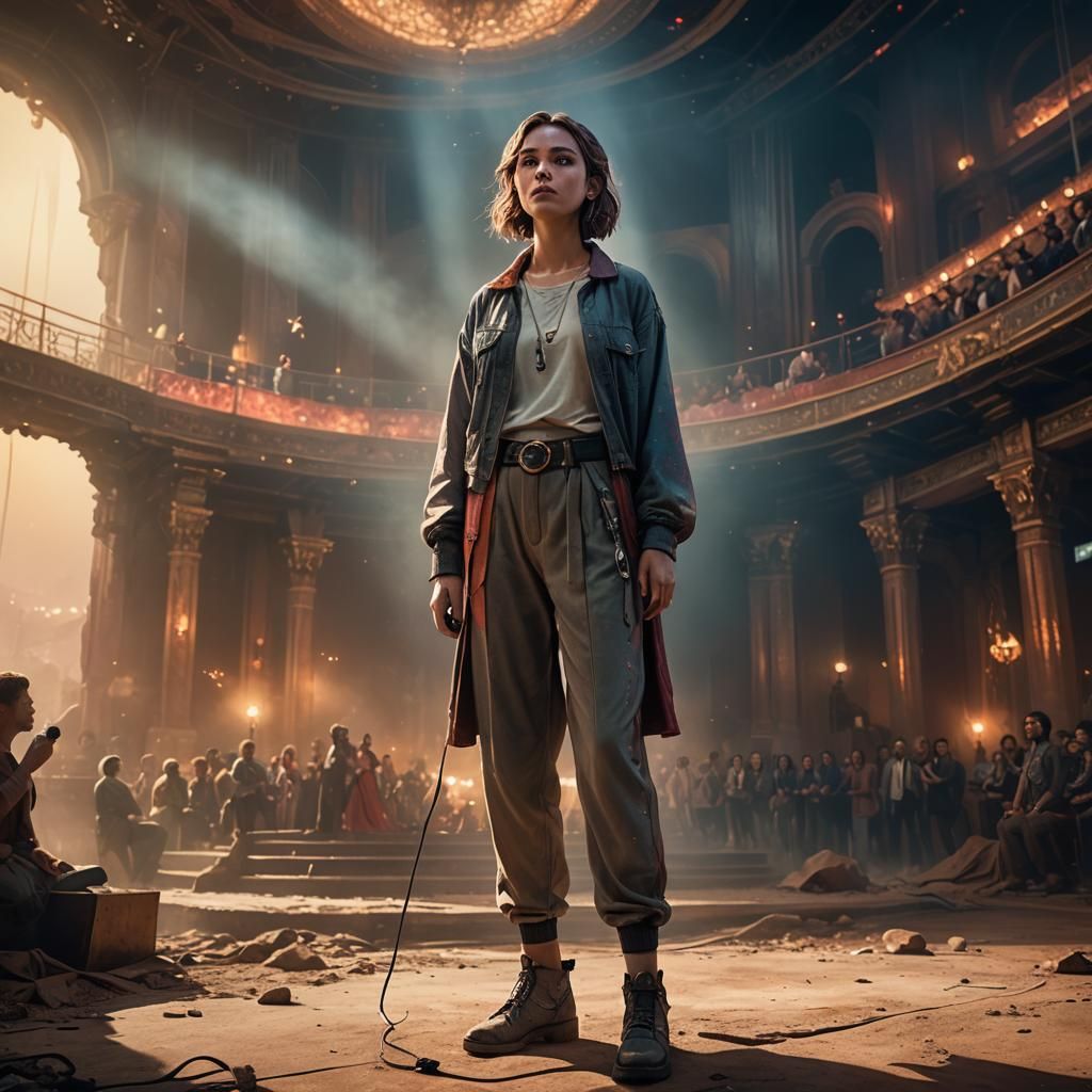 Girl on Stage in Fantastical Art Nouveau Scene