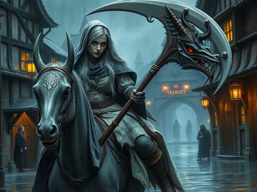 Mysterious Grim Reaper Woman Rides Ominous Warhorse Through ...