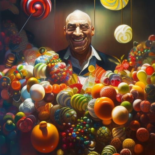 Photorealistic Candyman Portrait in Oil Painting Style