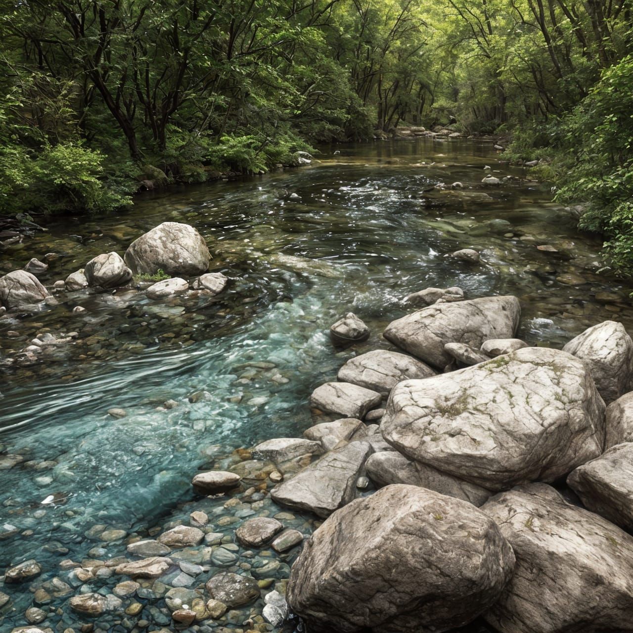 Hyperrealistic River Scene with Water Ozel