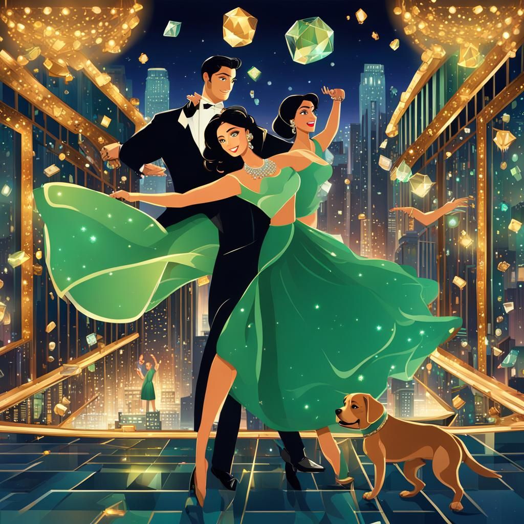 Latina Woman Dancing at Luxurious Rooftop Bar