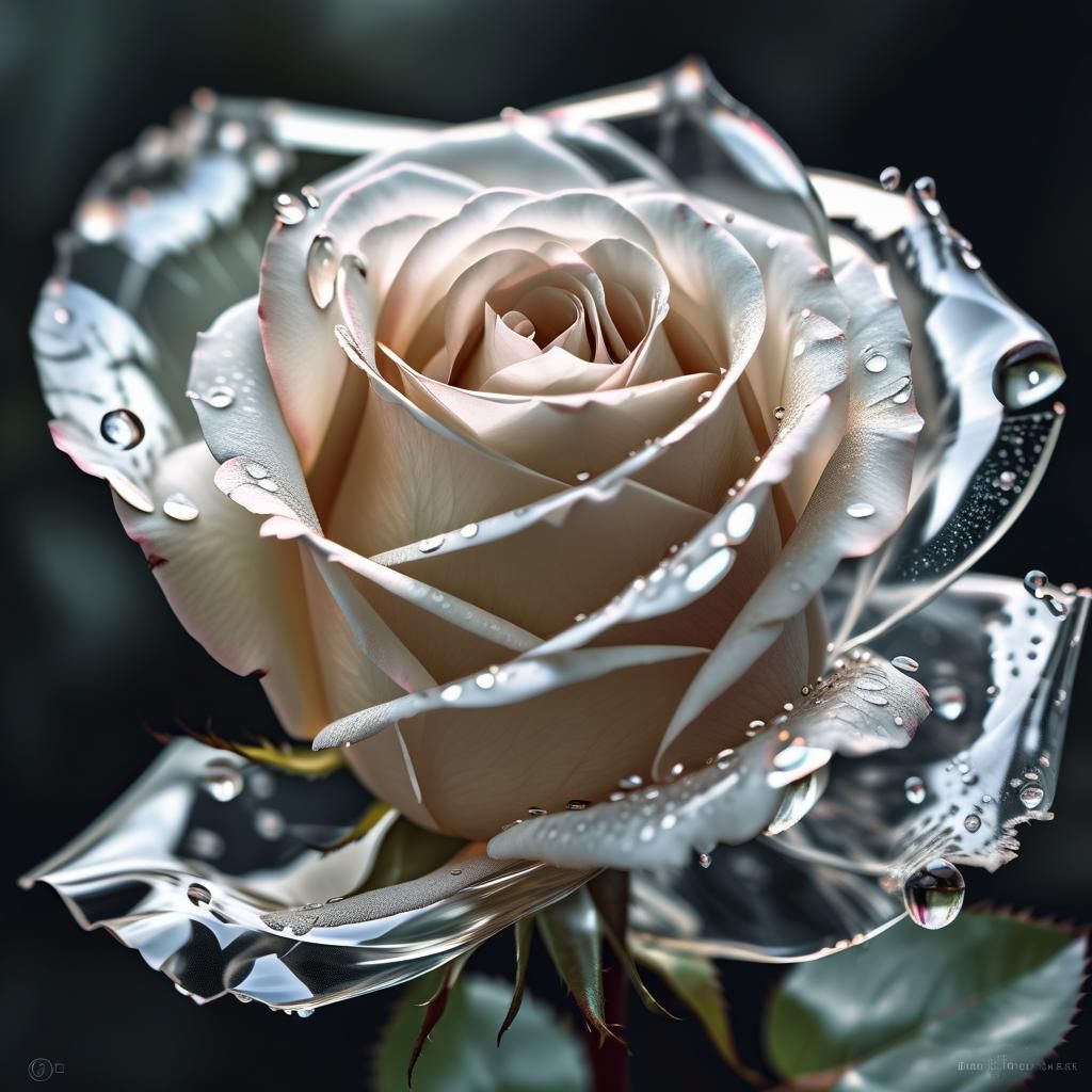 Floral Transparency: Rose Portrait in Shishkin Style