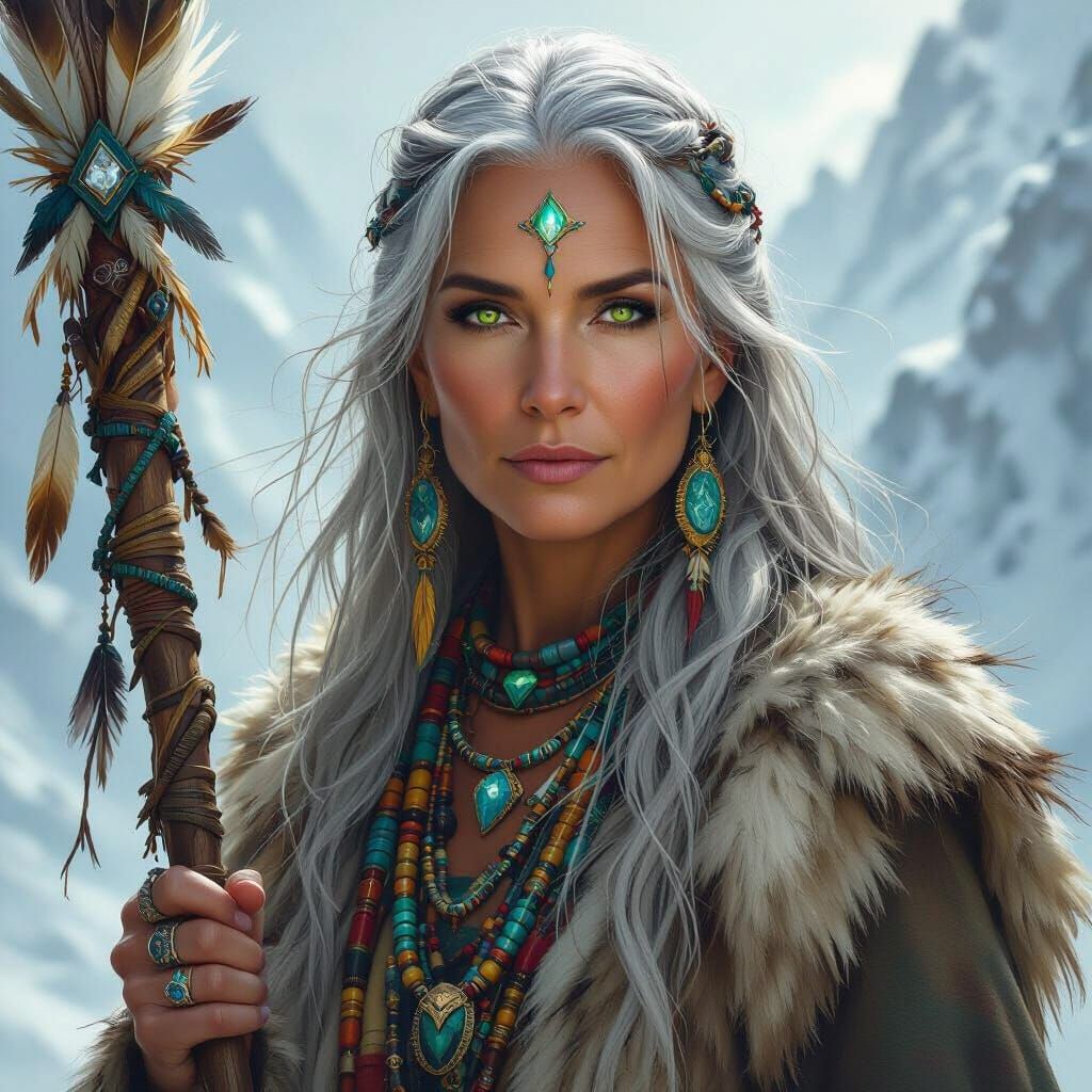 Isla Windcaller: Shaman in Dark Fantasy Style