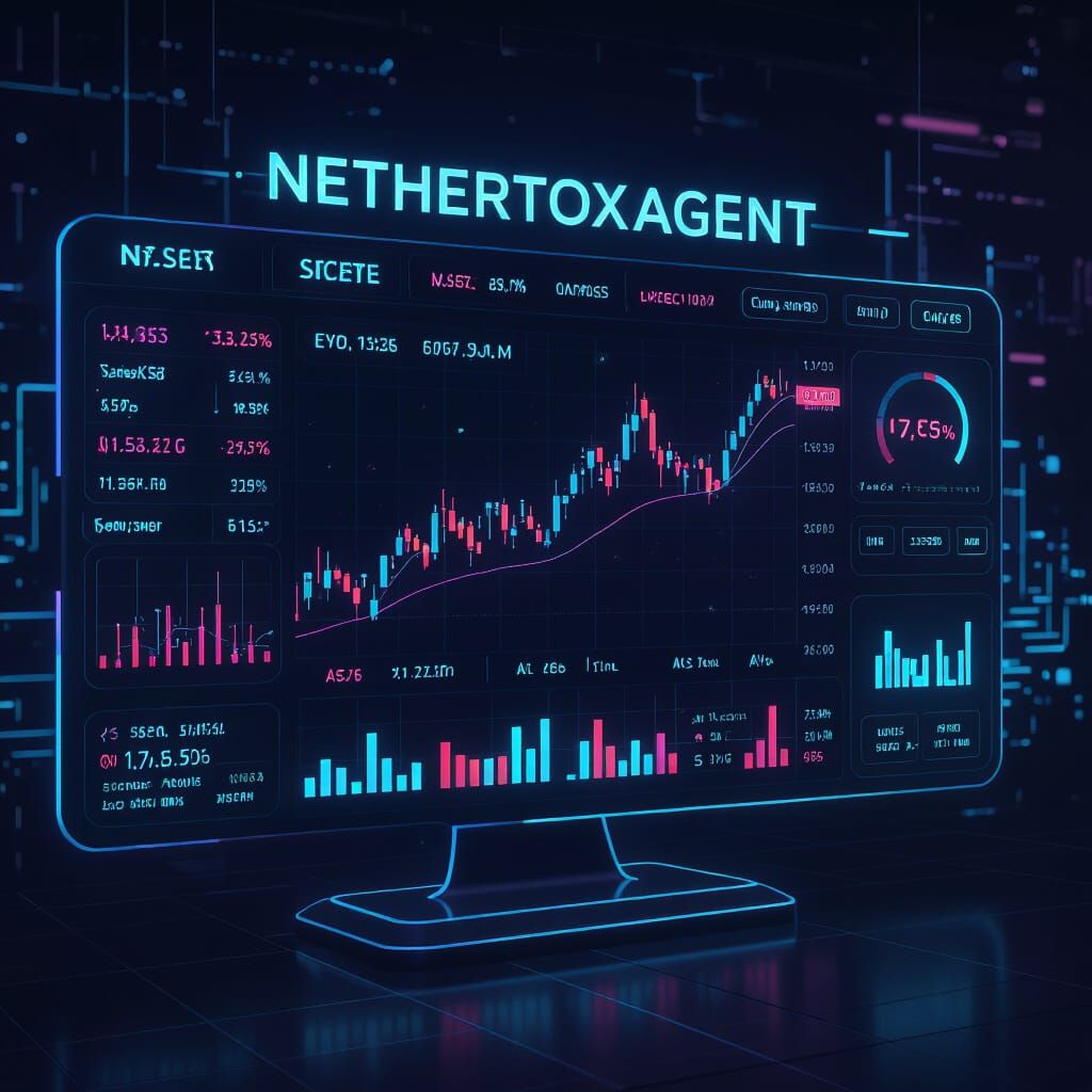 Futuristic Trading Platform Interface in Cyberpunk Style