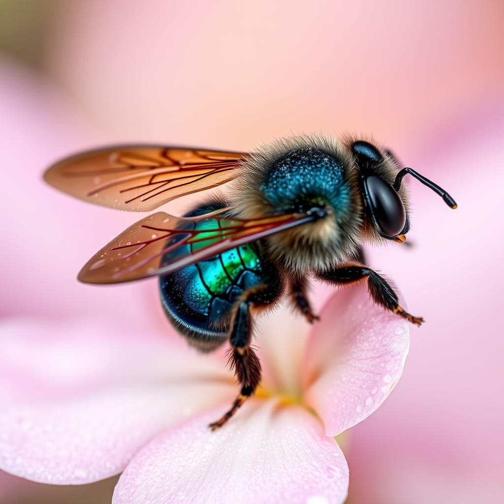 Intricate Blue Woodbee in Vibrant Spring Bloom