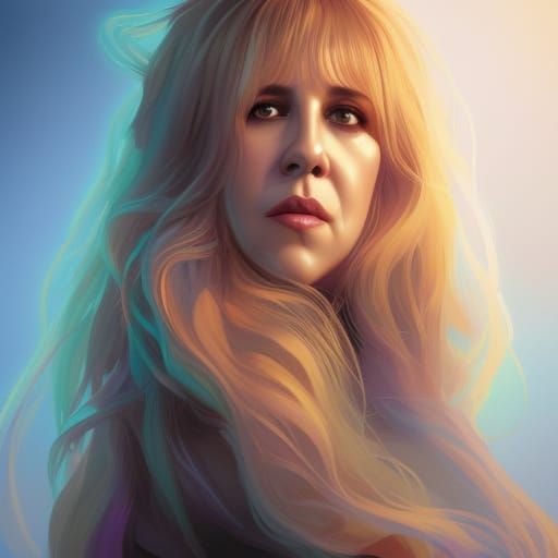 Stevie Nicks Portrait in Hyperdetailed Digital Art Style