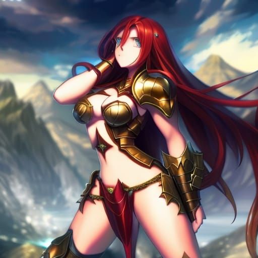 Anime Warlord in Red Bikini Armor