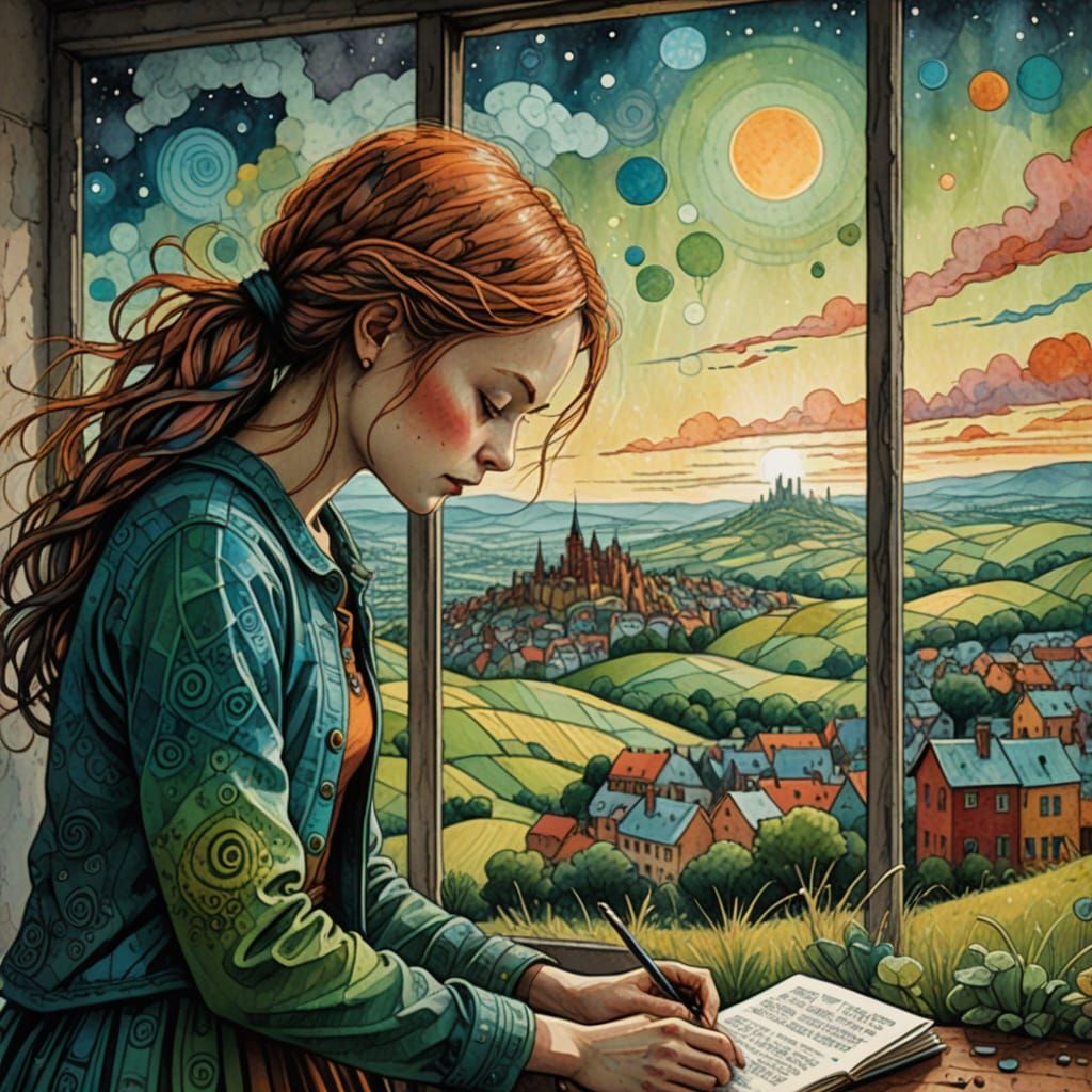 Windswept Hill: A Mystical Children's Book Illustration