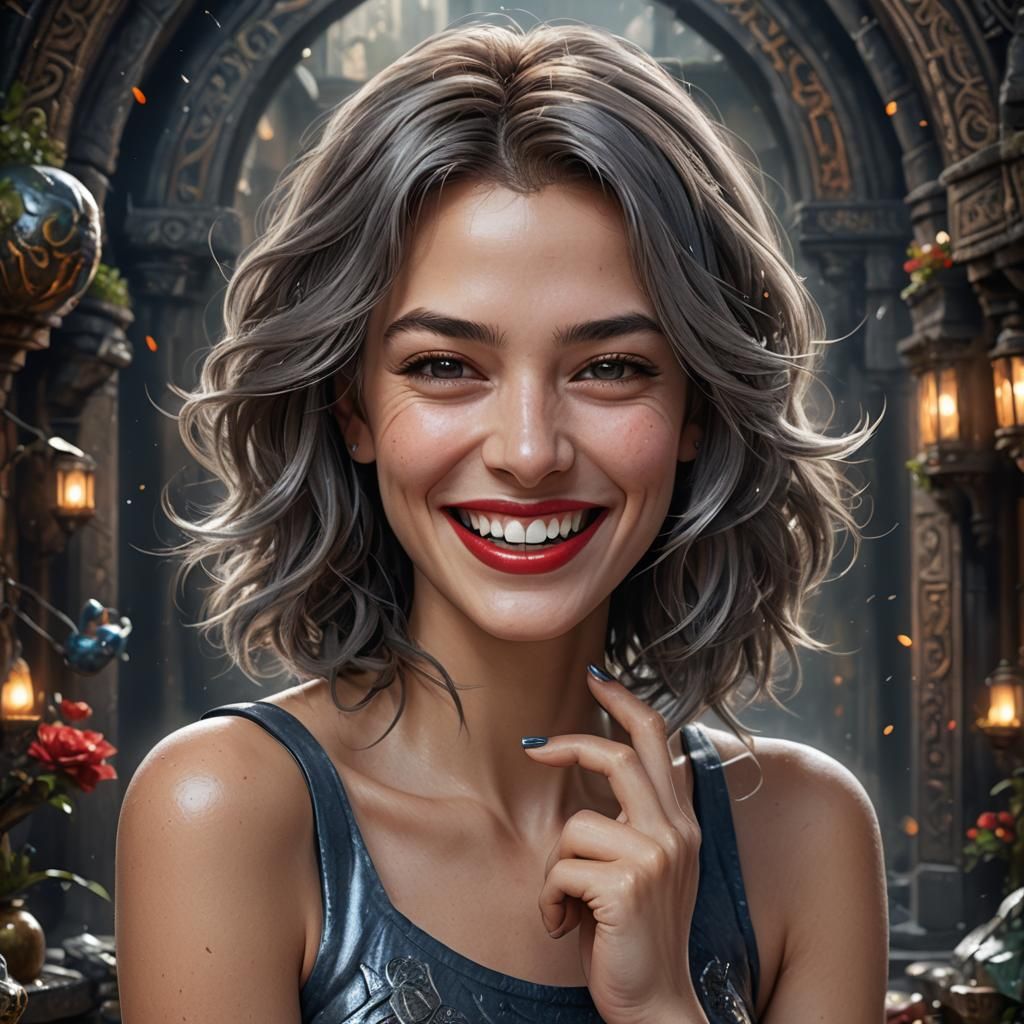Beautiful Woman Smiling, Detailed Matte Painting