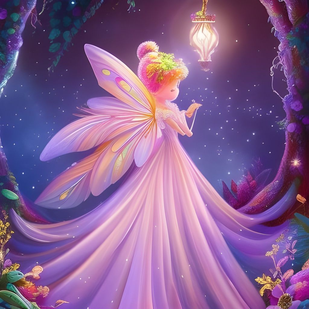 Magical Flower in Storybook Watercolor Style