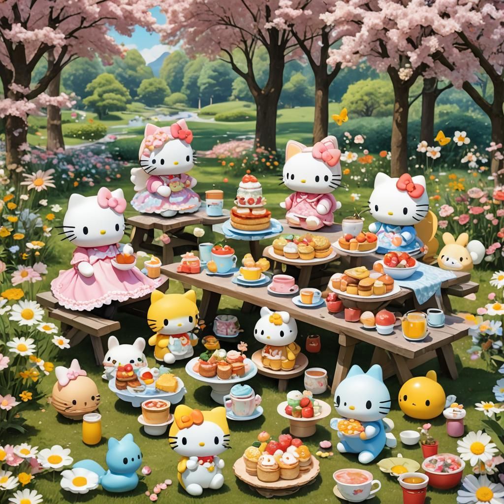 Pastel Picnic with Sanrio Friends: 3D Anime Art