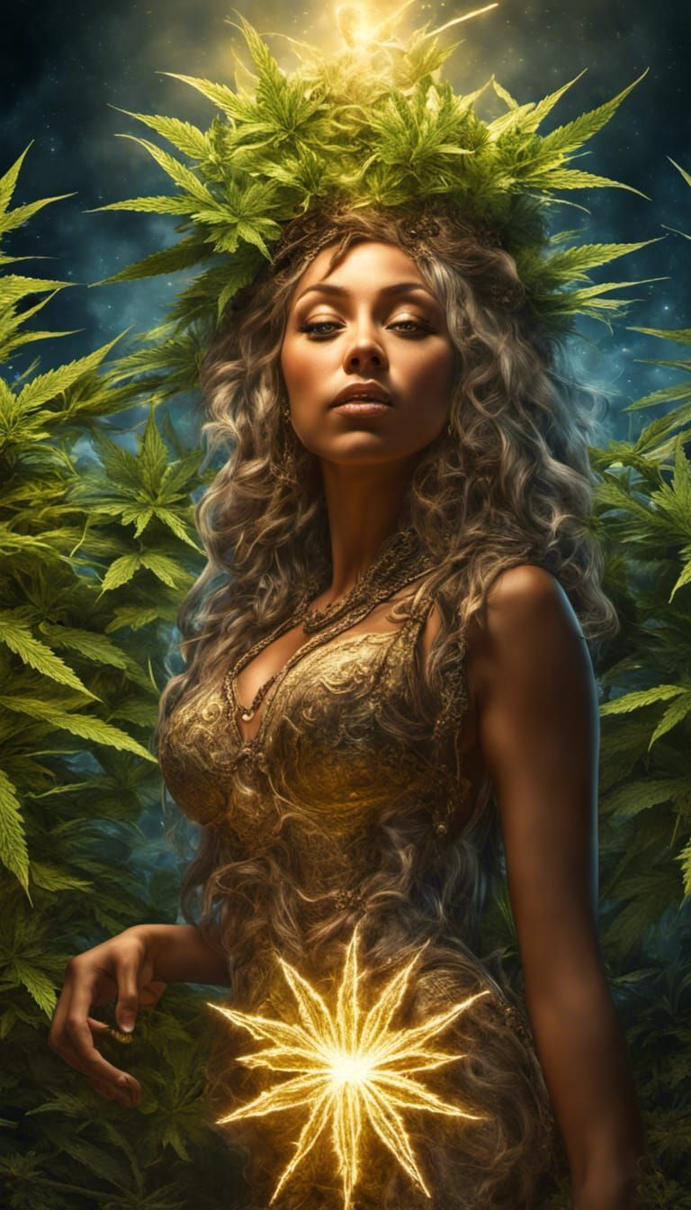 Marijuana Harvest Goddess Giving Her Blessing