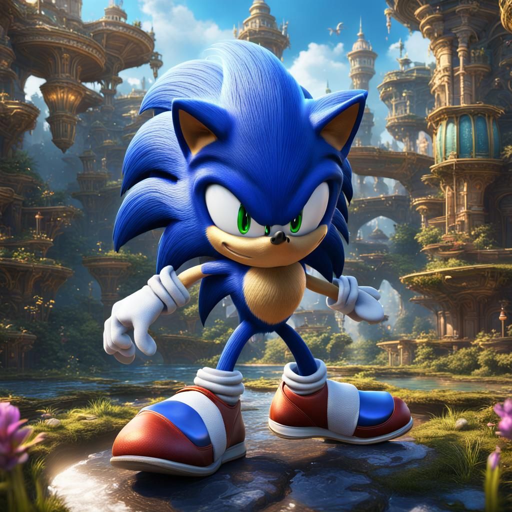 Detailed Sonic Art in Fantasy Style