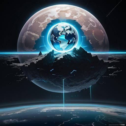 Dr. Manhattan Disassembles Earth in Sci-Fi Art