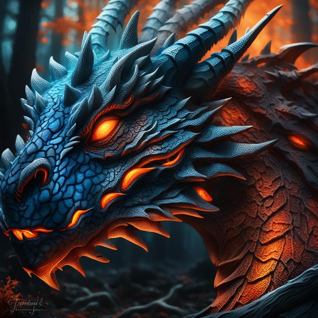 Cursed Dragon in Haunted Forest: Dark Fantasy Art