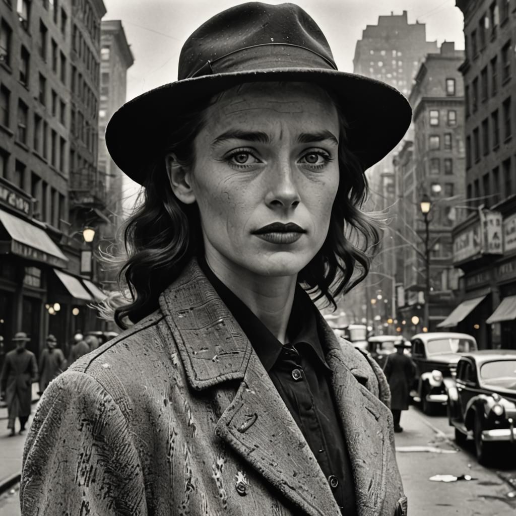 Woman Detective in Noir Style, as Van Gogh Painting