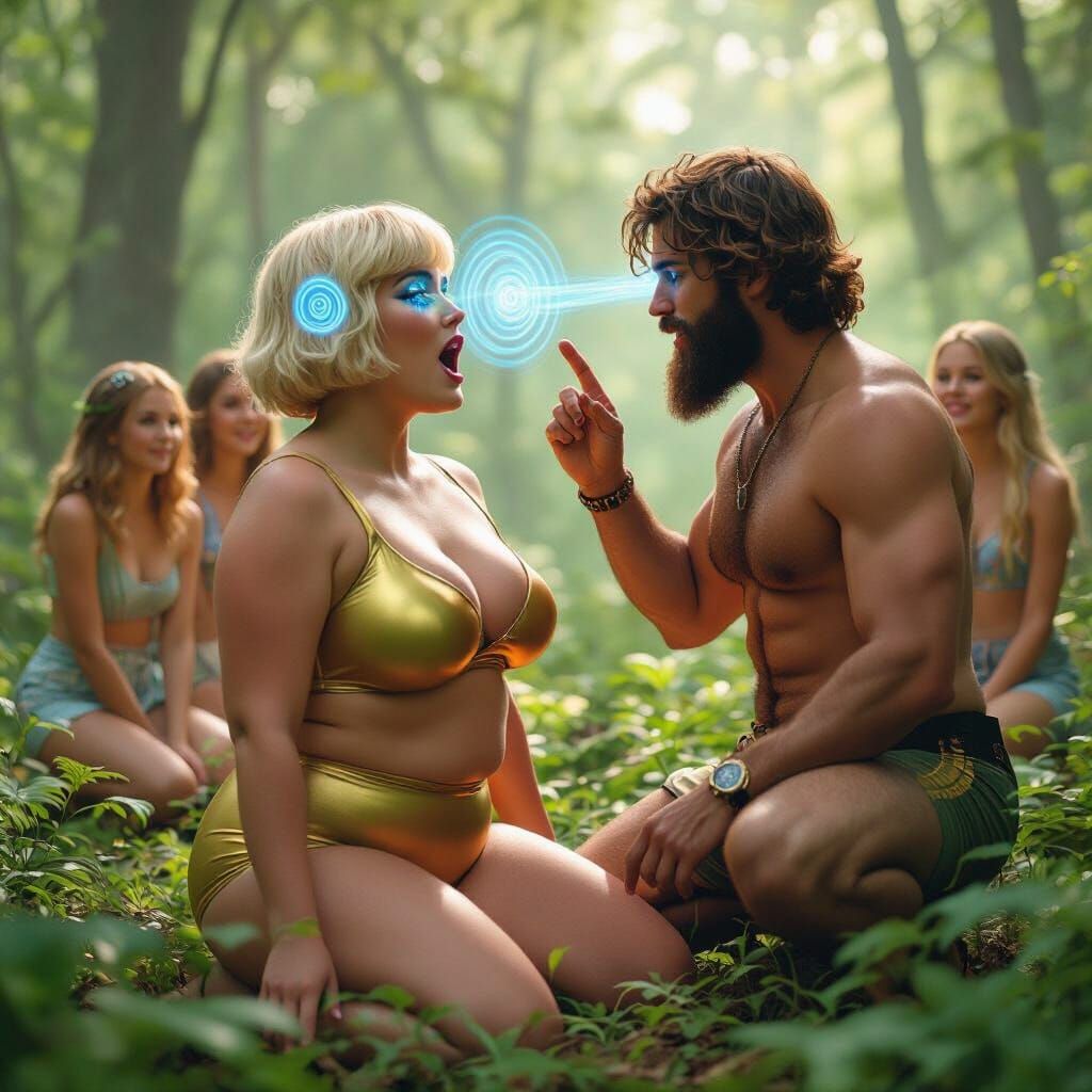 Entranced Blonde in Forest: Cinematic 35mm Film Still