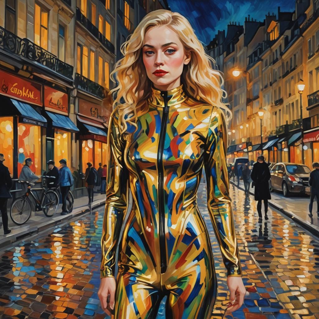 Parisian Woman in Latex: A Fauvist Portrait