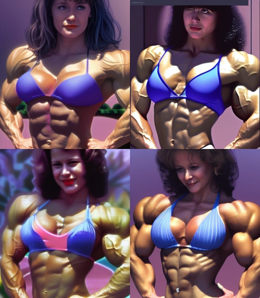 Female Muscle Competitor in Pink Bikini, Ultrarealistic Port...