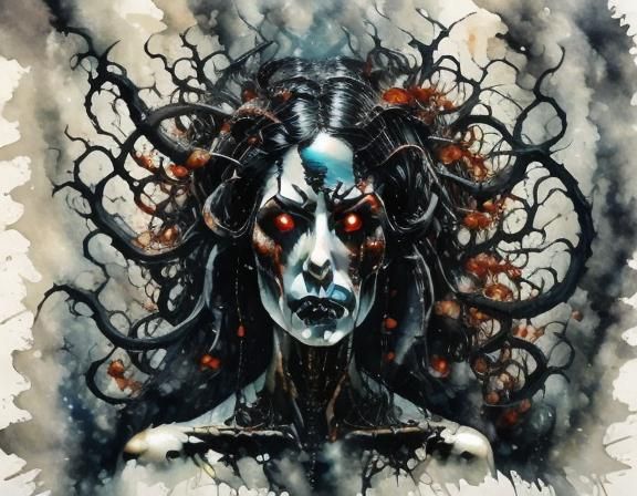 Regal Gothic Queen in Eerie Fog