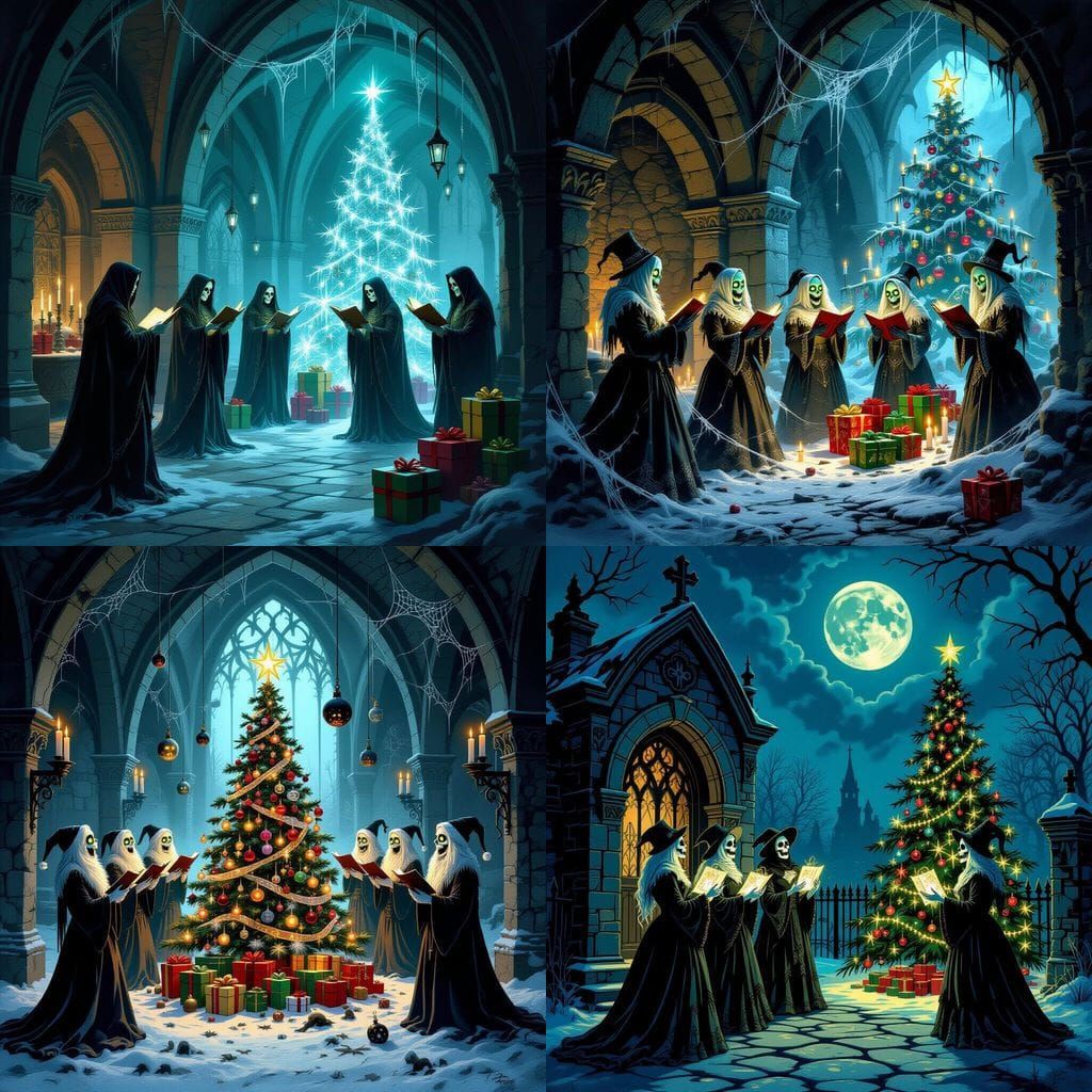 Undead Carolers Haunt Ghostly Christmas Scene