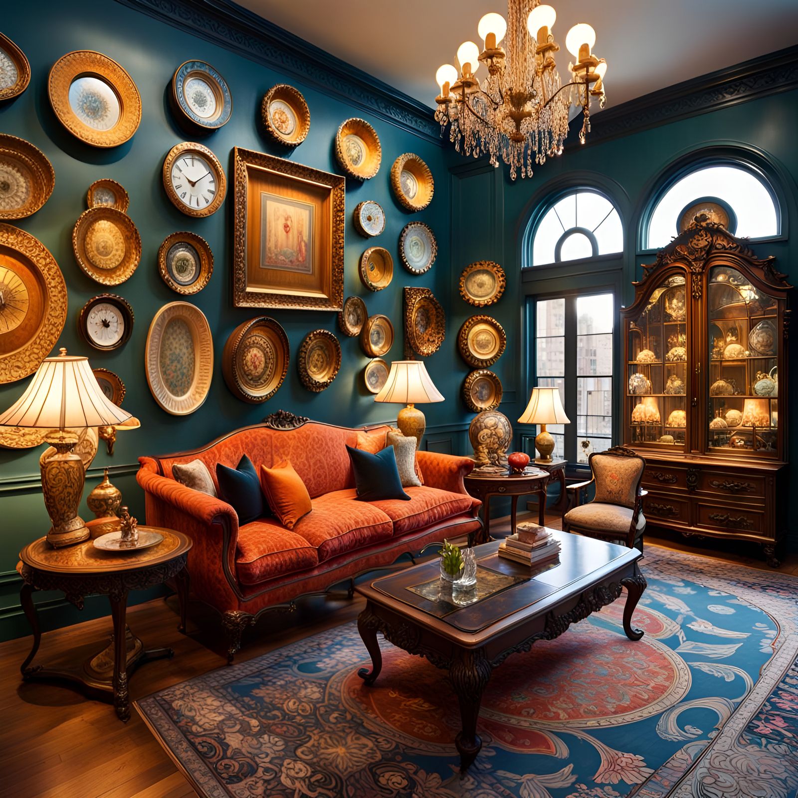 Hyperrealistic Living Room with Ornate Details