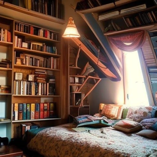 Inviting Cozy Space with Cushions and Books