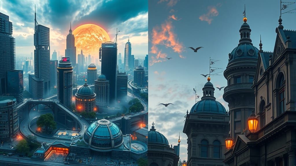 Sci-Fi Meets Victorian Cityscape in Digital Art