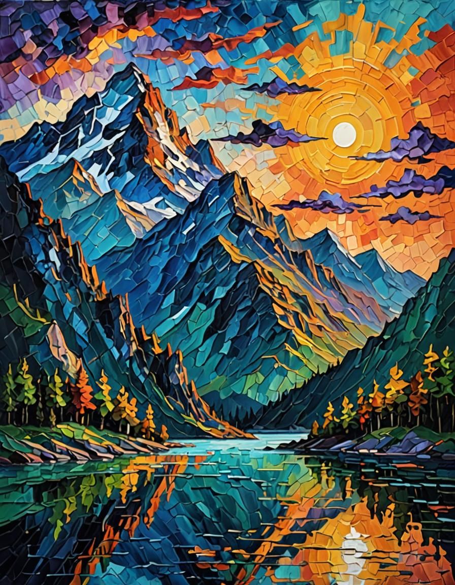 Spooky Mountain Lake: An Impasto Oil Painting