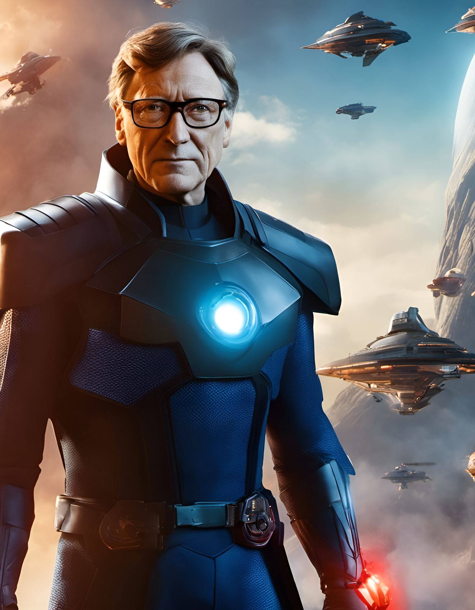 Portrait of Bill Gates as Space Pirate Captain Harlock from disney movie "Pirates of the space".  Intricate _details. El...