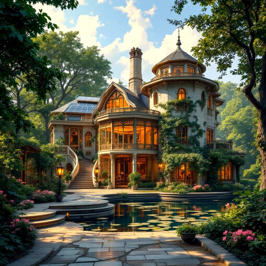 Solar Mansion in Elegant Art Deco Style